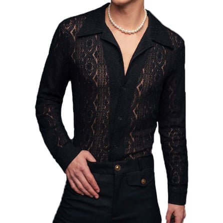 Phix black lace embroidery shirt