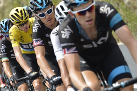 Ian Stannard leads the way for Team Sky and overall race leader Chris Froome.