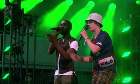 Alex Mann (right) with Dave onstage at Glastonbury 2019.