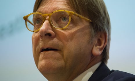 Brexit<br>European Parliament Brexit co-ordinator Guy Verhofstadt speaks during an event at the London School of Economics, in central London. PRESS ASSOCIATION Photo. Picture date: Thursday September 28, 2017. Photo credit should read: Dominic Lipinksi/PA Wire