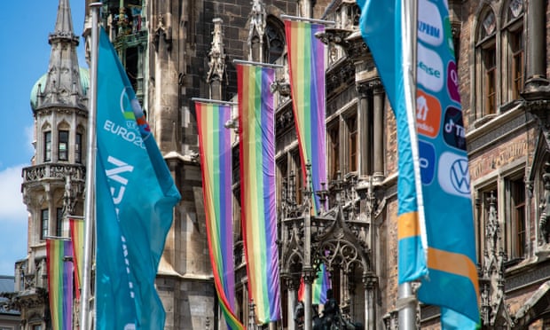 Rainbow flags outside Munich city hall
