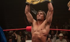 film still of a boxer holding a trophy above his head in a boxing ring
