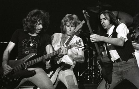 Alan Lancaster, Rick Parfitt and Francis Rossi of Status Quo performing in Rotterdam in 1981.