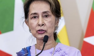 Myanmarâs State Counselor Aung San Suu Kyi speaks during a joint press conference in Hungary.