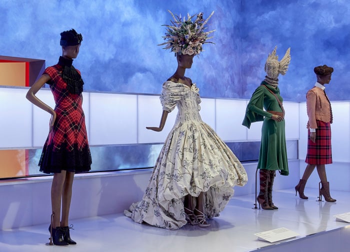 dress designer alexander mcqueen A dress by Alexander McQueen on display at British Design 1948-2012: Innovation in the Modern Age, at the Victoria and Albert Museum in London Stock Photo