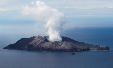 An aerial view of the Whakaari, also known as White Island volcano, in New Zealand, on 1 December, 2019