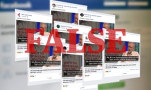 Identical Facebook posts attacking the UK Labour leader, Jeremy Corbyn, across a number of alt-right Facebook accounts.