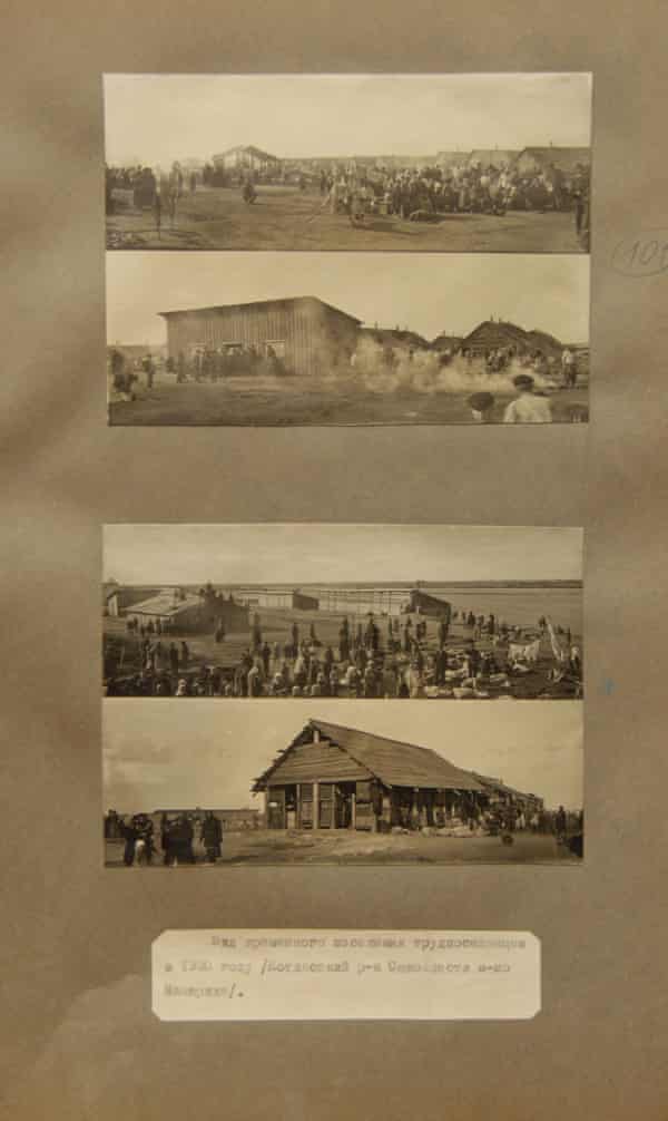 A temporary work camp as seen in 1930, in what is now the Arkhangelsk region in northern Russia.