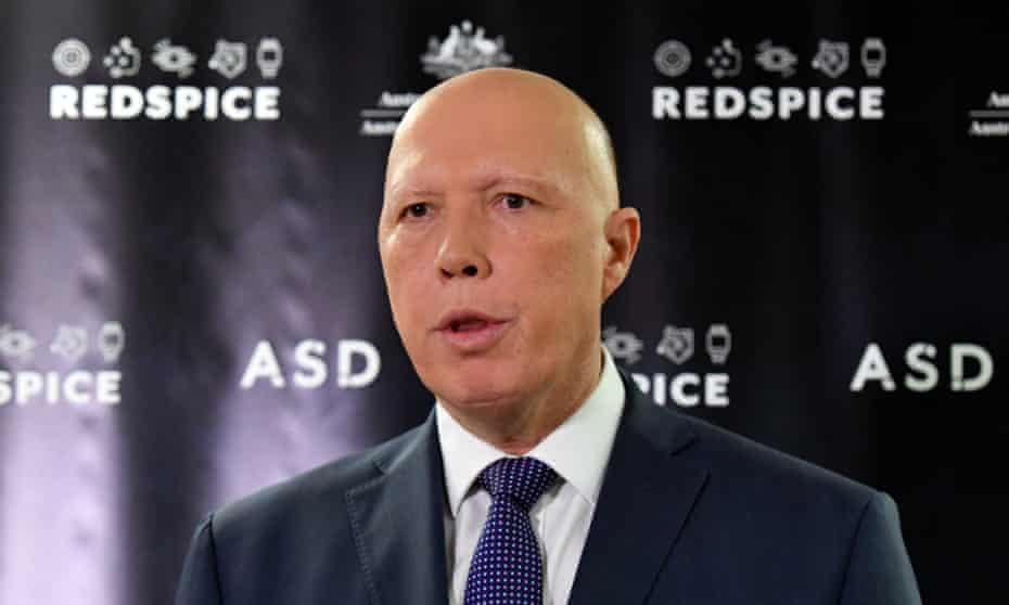 Minister for defence Peter Dutton on a visit to Australian Signals Directorate, 31 March, 2022. 