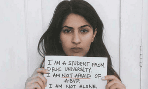 The picture of Gurmehar Kaur that set off a social media frenzy and led to her being put under police protection