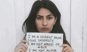 The picture of Gurmehar Kaur that set off a social media frenzy and led to her being put under police protection