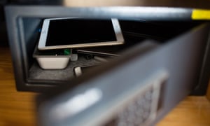 Safe keeping ... Parmar locks her devices in for the night.