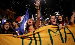 Women protesting in support of suspended Brazilian president Dilma Rousseff in São Paulo last week