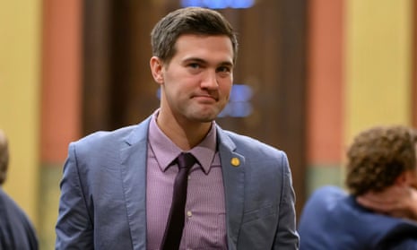 Josh Schriver at the Michigan capitol, in Lansing, on 10 October 2023.