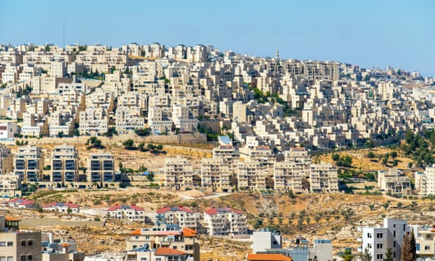 Israeli settlements on hills surrounding Bethlehem, West Bank.
