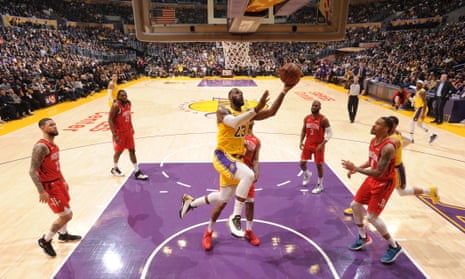 LeBron James in action for the Los Angeles Lakers against the Houston Rockets in the game attended by our winner Billy Taylor.