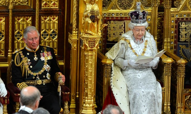 Queen Elizabeth delivers her speech during the state opening of parliament at the House of Lords, London alongside the Prince of Wales in 2013