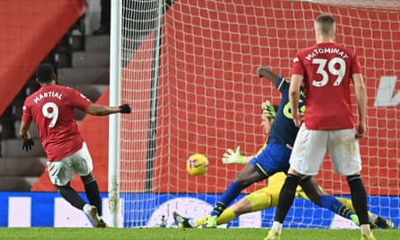 Substitute Anthony Martial rifles home United’s eighth goal in their rout of Southampton