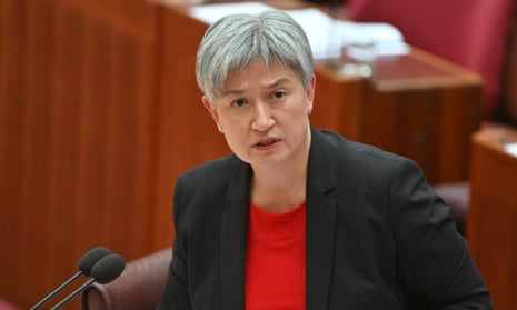Minister for Foreign Affairs Penny Wong during Question Time in the Senate chamber at Parliament House in Canberra.