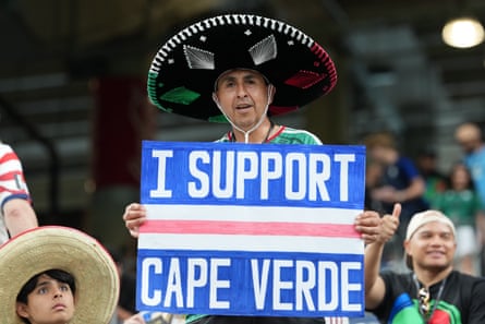 A fan looks on before the Group H match between Capo Verde and Saudi Arabia on Friday at Houston Stadium.