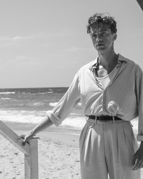 Benjamin Voisin as Meursault in François Ozon's The Stranger, by the sea