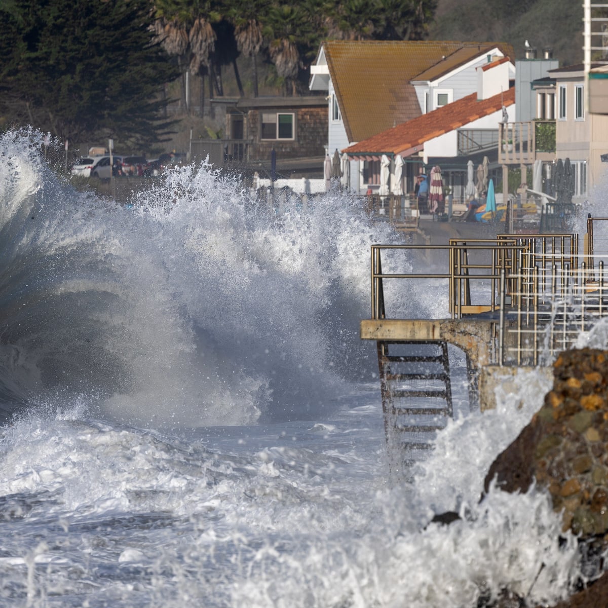 Eight people taken to hospital as waves up to 30ft high pound California coast | California | The Guardian