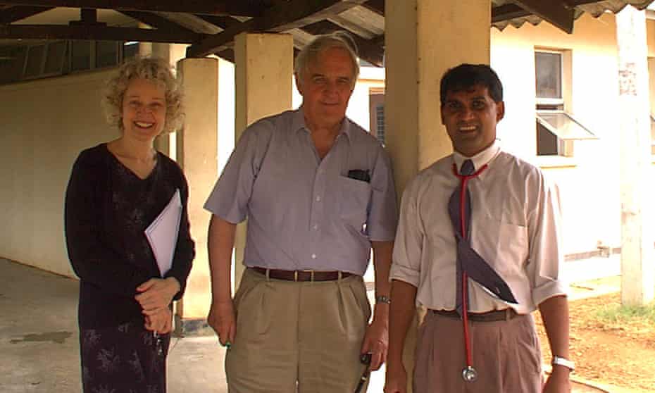 David Weatherall, centre, with Nancy Olivieri, left, with whom he co-founded Hemoglobal, and Mahinda Arambepola, a consultant paediatrician, in Sri Lanka, where Weatherall worked to support patients with thalassaemia. 