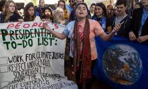 American students protest outside UN climate talks in Marrakesh last November following Donald Trump’s victory in the US presidential election