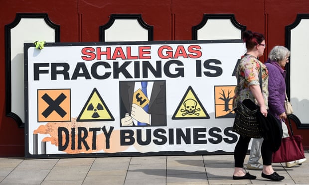 An anti-fracking banner outside Lancashire County Hall in Preston