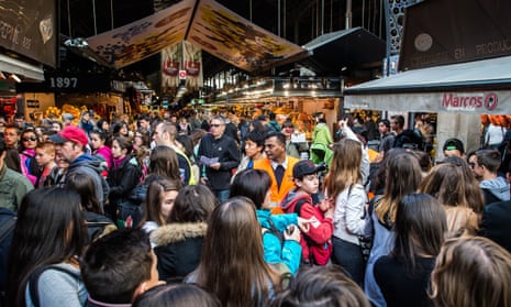 Huge crowds outside Barcelona’s La Boqueria market.