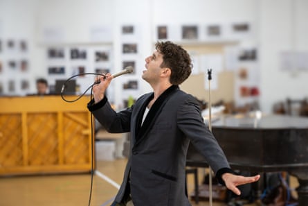 Ben Platt rehearsing for Midnight at the Never Get at the Menier Chocolate Factory, London.