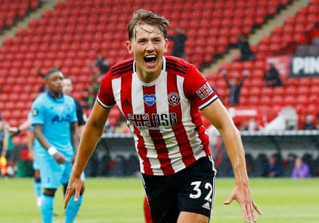 Sander Berge celebrates scoring in Sheffield United’s victory against Spurs last Thursday – his first 90-minute appearance for the club.