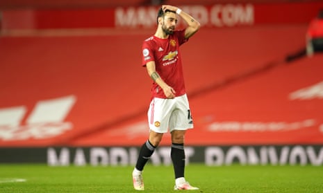 Bruno Fernandes with a sea of red in the background at Old Trafford during the game against West Ham last month.
