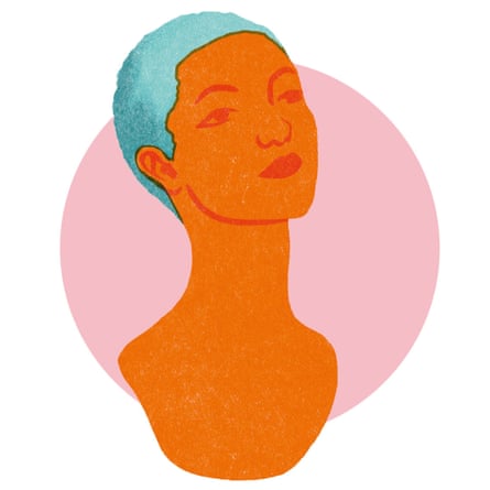 An illustration of a shaved head on a dummy