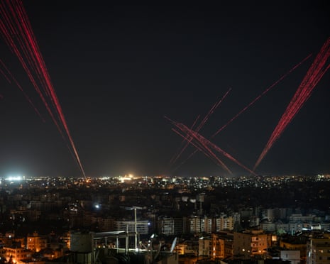 Lights in the sky over the Lebanese capital as citizens fire bullets into the air to celebrate the truce agreement