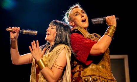 Ellie Neate as Cleopatra and Thalie Knights as Antonio.