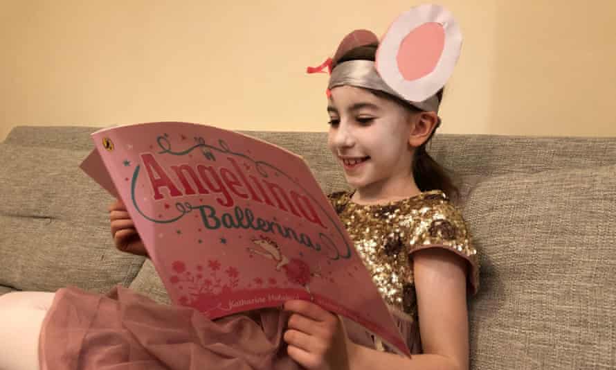 Flora Ferguson, aged nine, dressed up as a book or book character for World Book Day 2021, using things around the house during lockdown