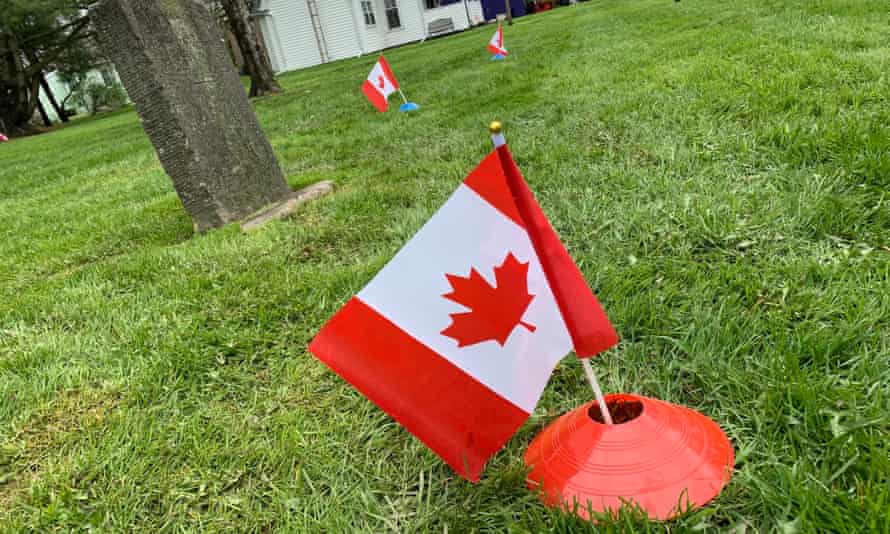 Canadian flags at the site.