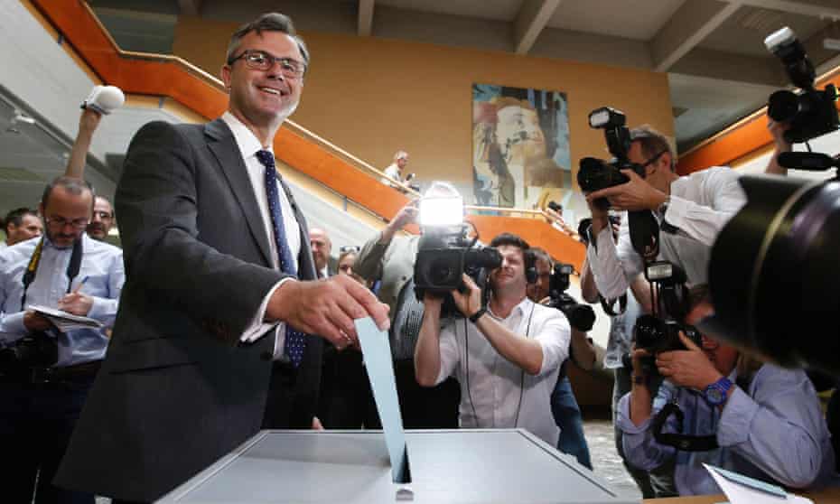 Norbert Hofer votes in Pinkafeld, Austria.