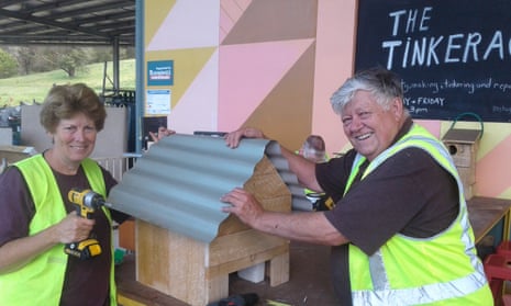 Sharyn Baraldi and Ross Scholz working on a project at The Tinkerage in Shellharbour.