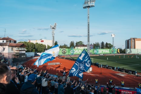 Dynamo fans watch their team take on Shakhtar. They lost the final on penalties.