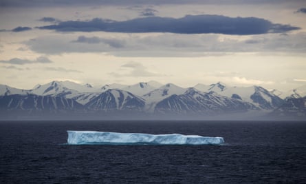 An Iceberg in the Canadian Arctic Archipelago in July 2017. Sea ice in the Arctic reached a record low this year.