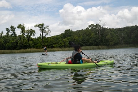 A person kayaking.