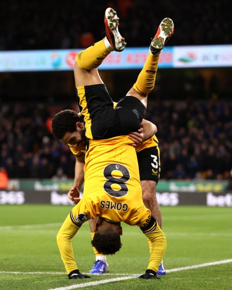 Joao Gomes gets very excited after the goal.