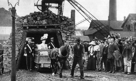 Queen Mary visiting a Welsh colliery in 1935.