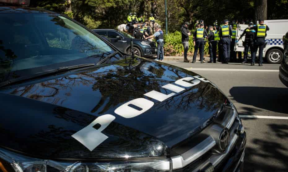 A group of Victorian police officers. More than 40 police officers in Victoria have been stood down for refusing the Covid vaccine.