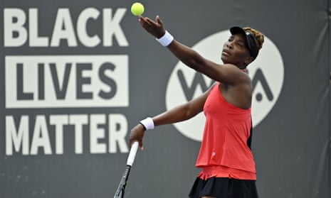 Venus Williams prepares to serve to her sister Serena during the Top Seed Open this past week.