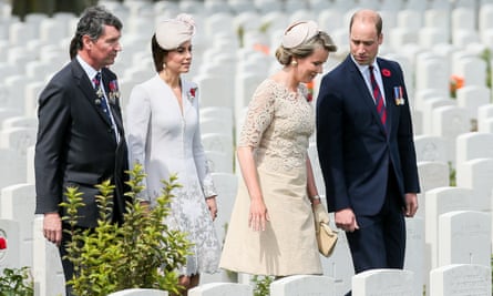 The Duke and Duchess Of Cambridge and Queen Mathilde of Belgium at Tyne Cot cemetery