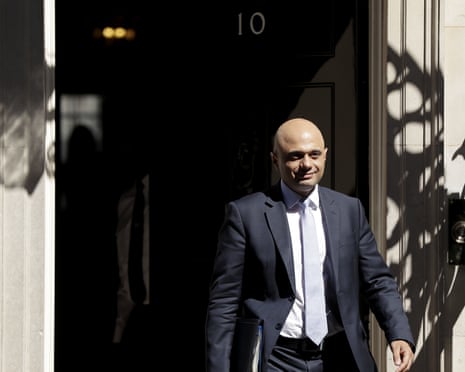 Sajid Javid, the new home secretary, leaves No 10 downing street