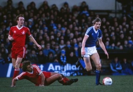 Frans Thijssen surges past David Needham during Ipswich’s 1-0 win over Nottingham Forest in the FA Cup.